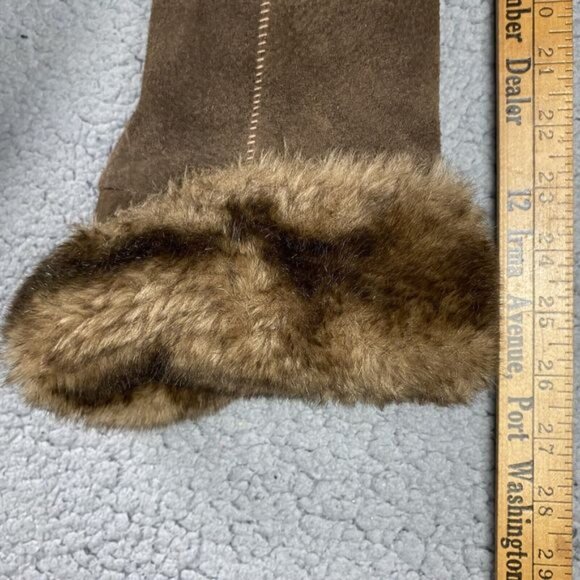 Suede Leather Coat Faux Fur Trim New York & Company Womens Size M Winter Jacket - Picture 16 of 16